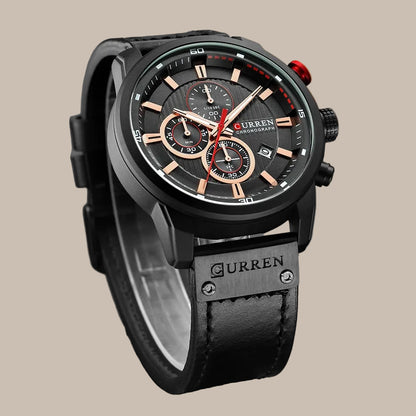 Men’s Leather Quartz Watch
