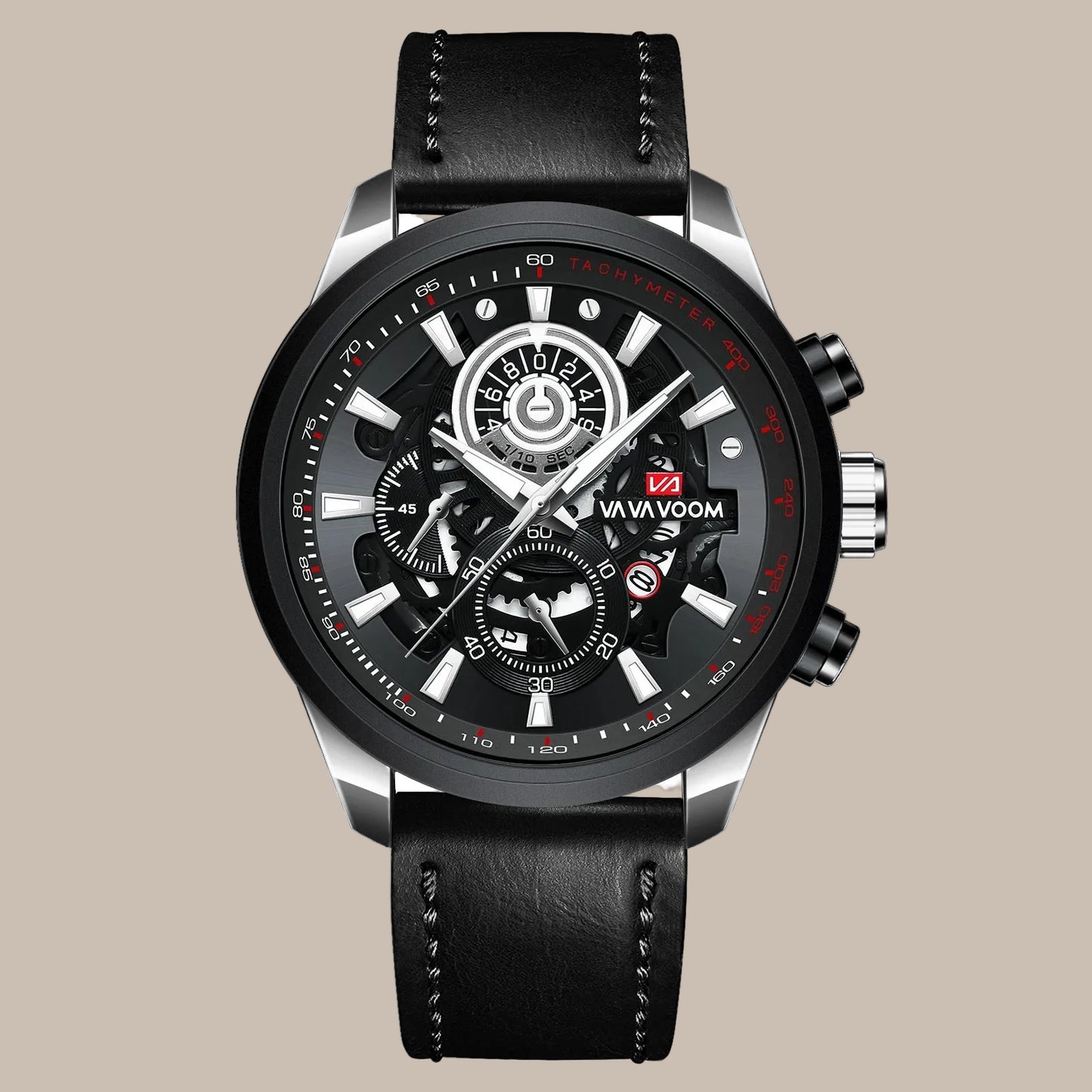 Men's Gold Dial 45mm Leather Watch