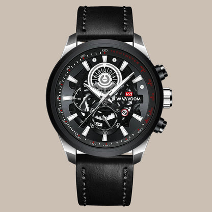 Men's Gold Dial 45mm Leather Watch