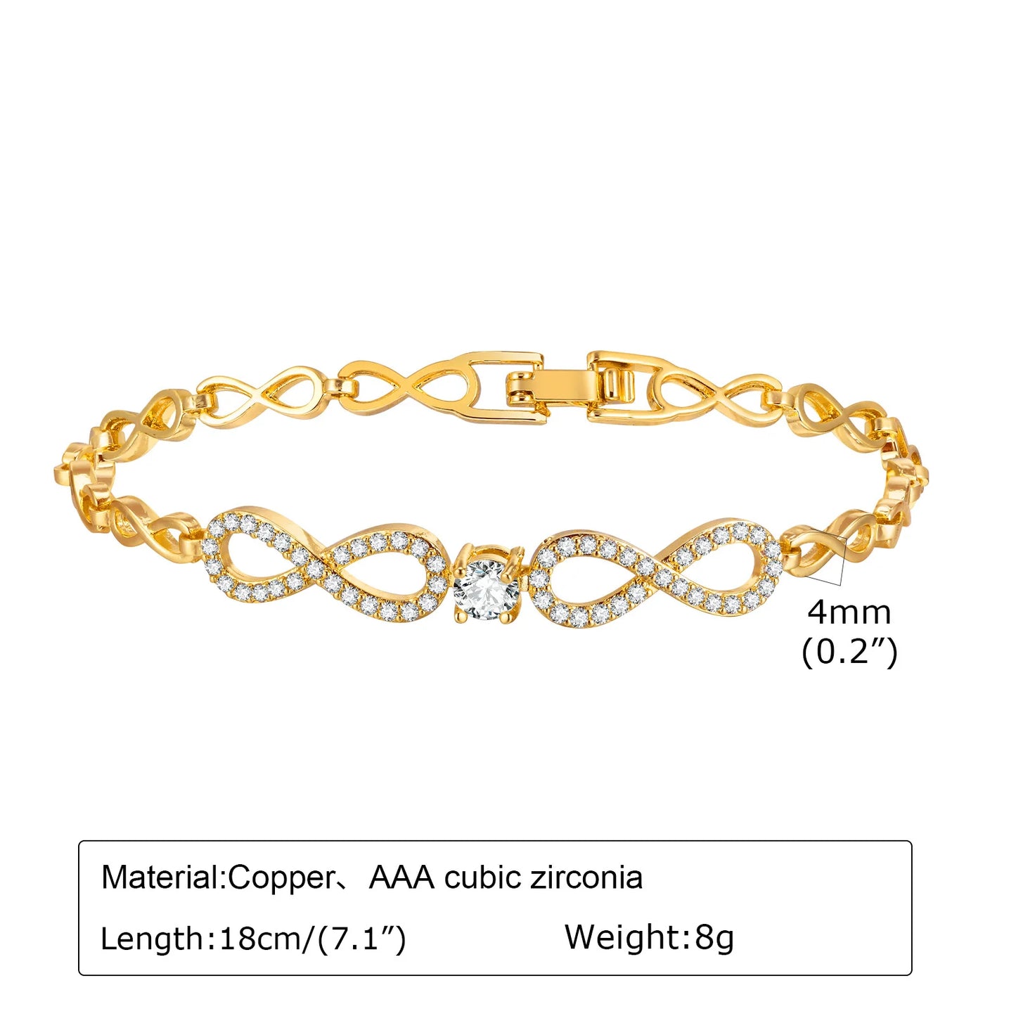 CZ Love Charm Chain Bracelet