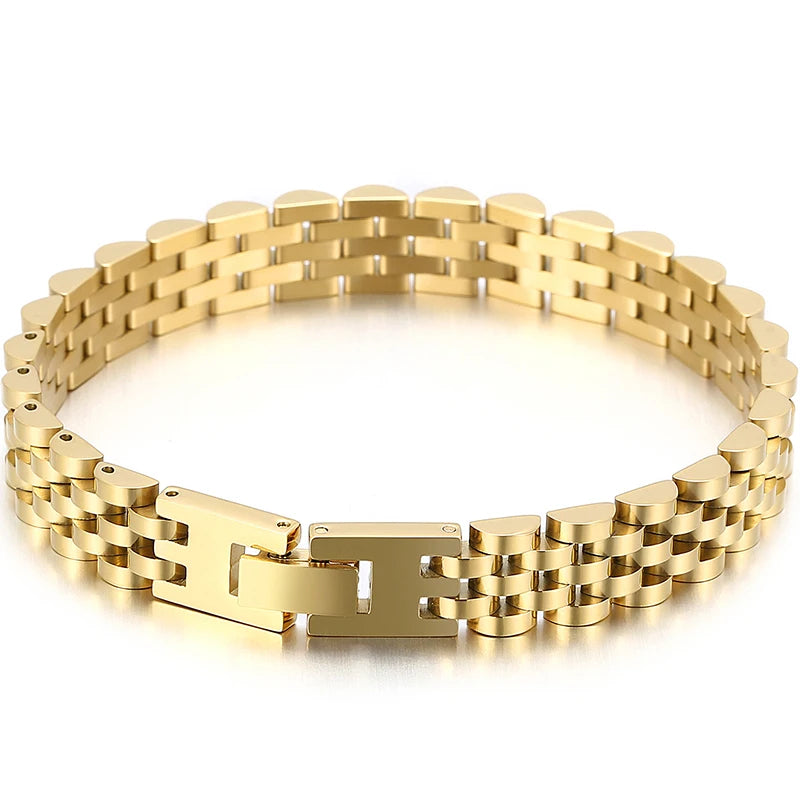 10mm Watchband-Style Stainless Steel Bracelet