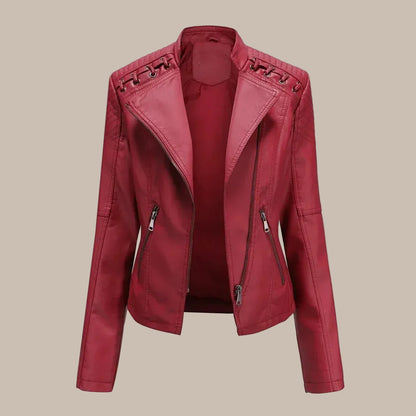 Women's Colorful Faux Leather Moto Jacket