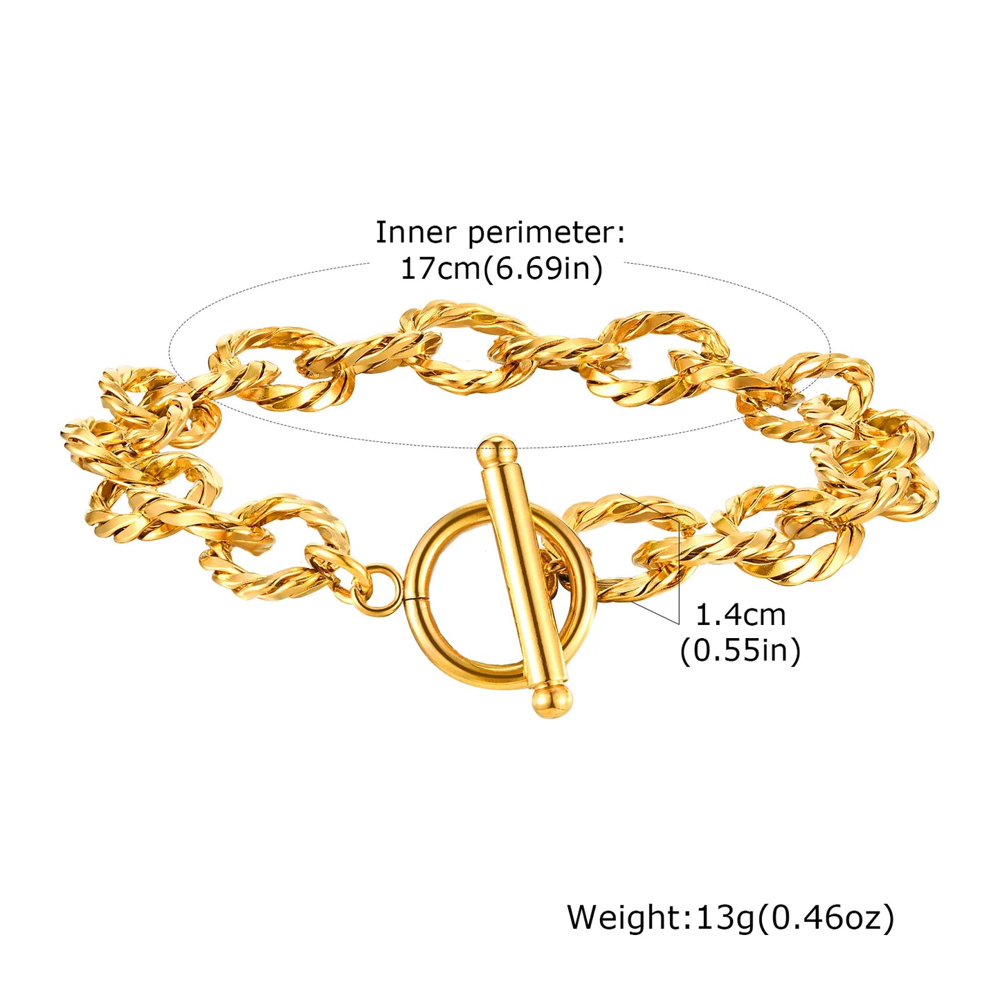 Gold-Tone Toggle Clasp Chain Bracelet