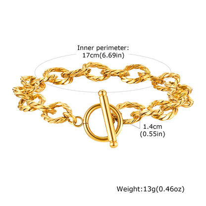 Gold-Tone Toggle Clasp Chain Bracelet