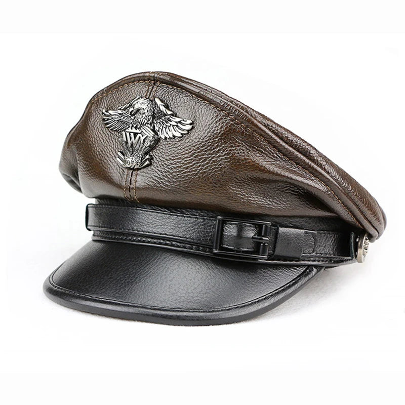 Retro Military Leather Cap