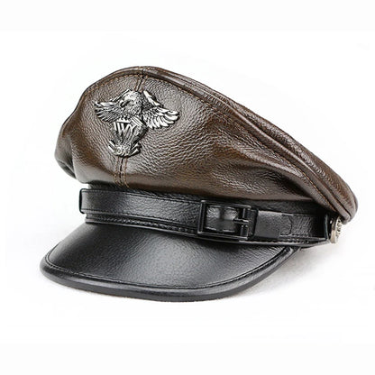 Retro Military Leather Cap