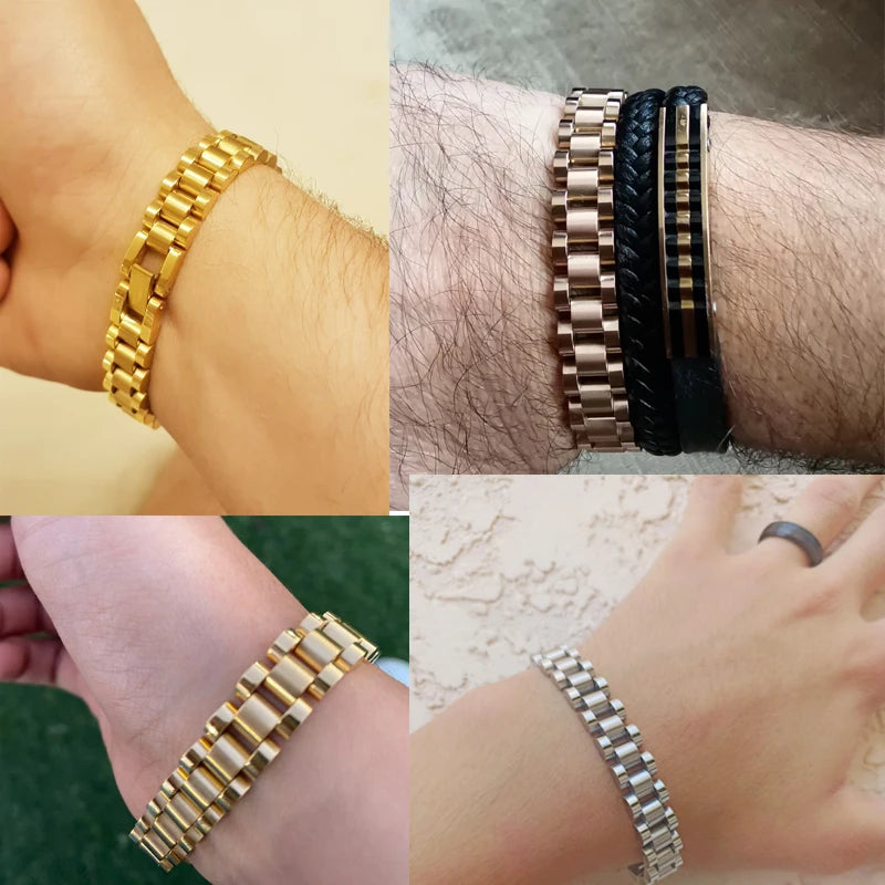 10mm Watchband-Style Stainless Steel Bracelet