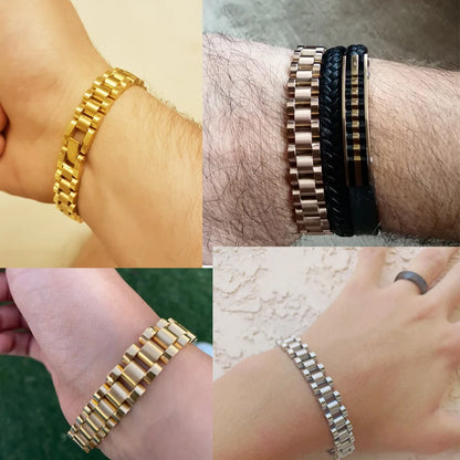 10mm Watchband-Style Stainless Steel Bracelet