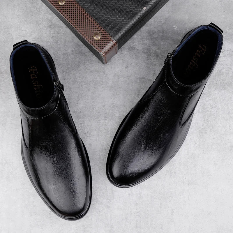 Men's Winter Plush Leather Boots
