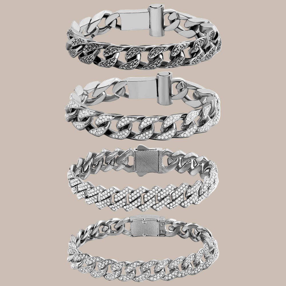 Full Rhinestone Prong Cuban Link Bracelet