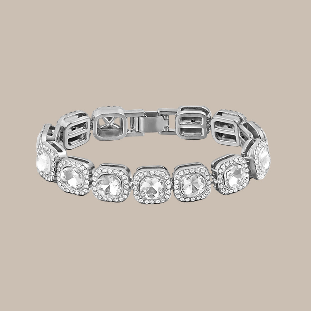 Rhinestone Paved Heart Cuban Chain Bracelet