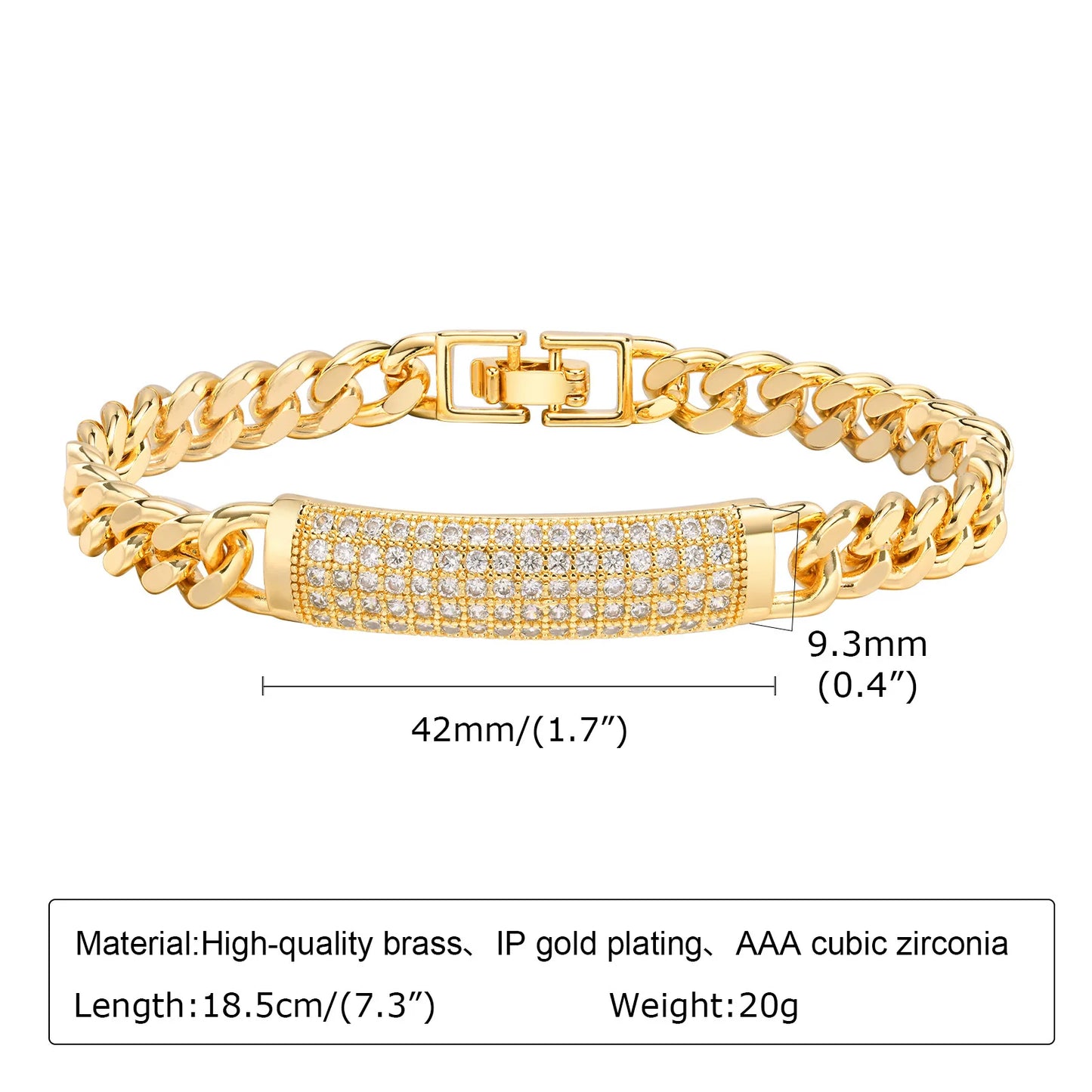 CZ Charm Cuban Chain Bracelet