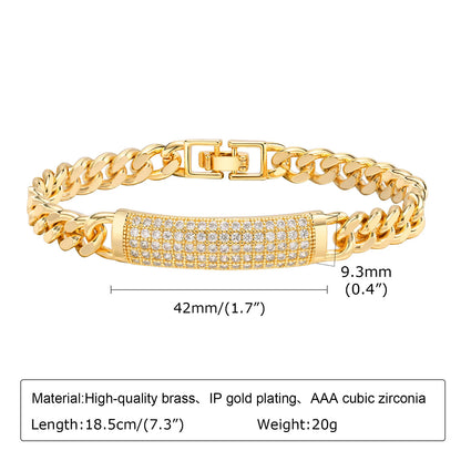 CZ Charm Cuban Chain Bracelet