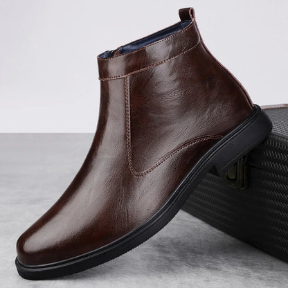 Men's Winter Plush Leather Boots