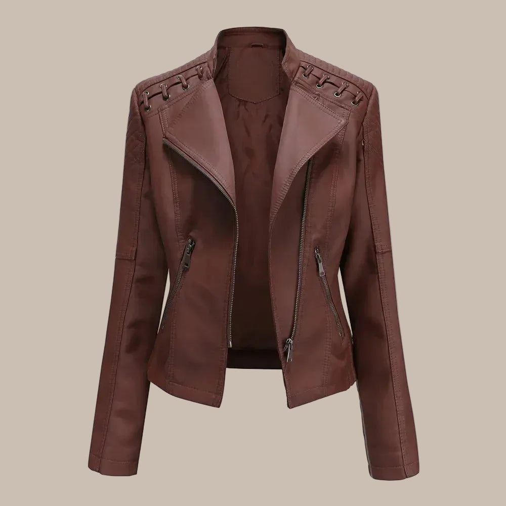 Women's Colorful Faux Leather Moto Jacket