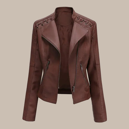 Women's Colorful Faux Leather Moto Jacket