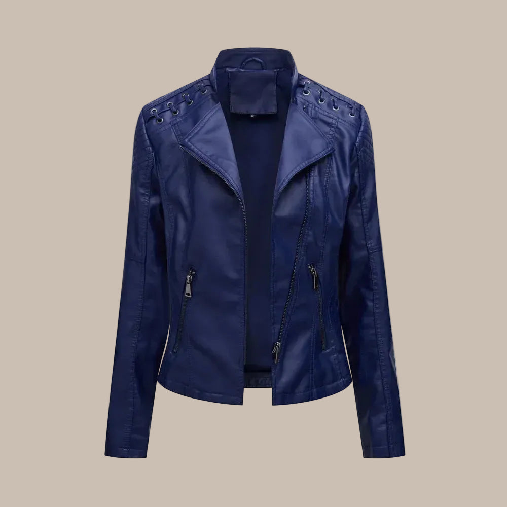 Women's Colorful Faux Leather Moto Jacket