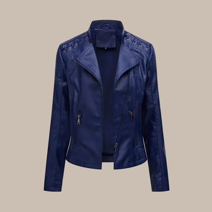 Women's Colorful Faux Leather Moto Jacket