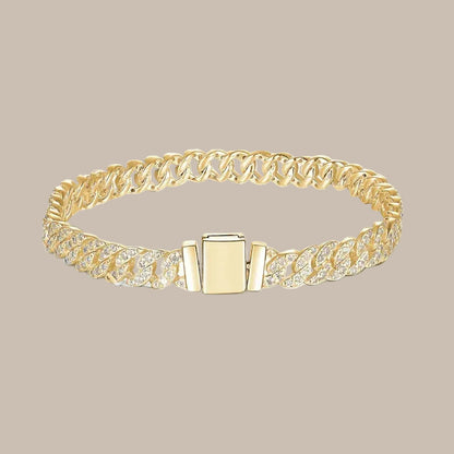 Gold Cuban Chain Inlaid Bracelet & Necklace Set