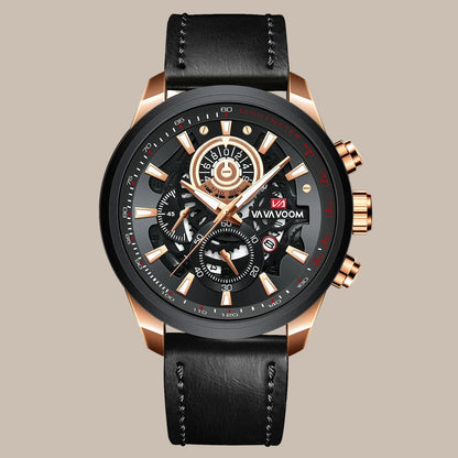Men's Gold Dial 45mm Leather Watch
