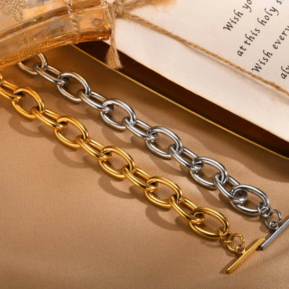 Gold-Tone Toggle Clasp Chain Bracelet