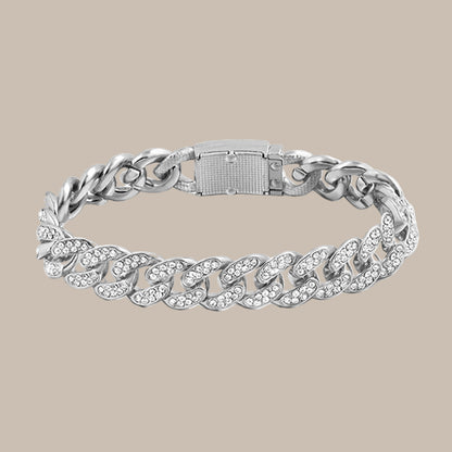 Full Rhinestone Prong Cuban Link Bracelet