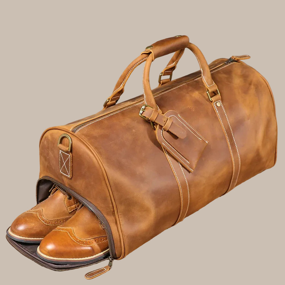 Men's Vintage Crazy Horse Leather Duffle