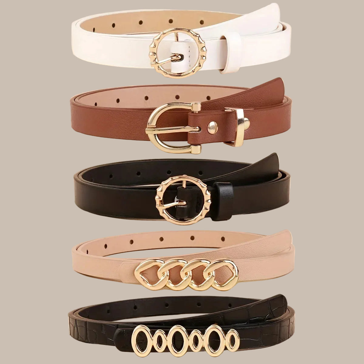 5pcs Women Skinny Belt Set