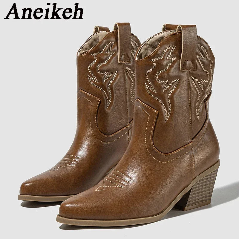 Embroidered Ankle Boots