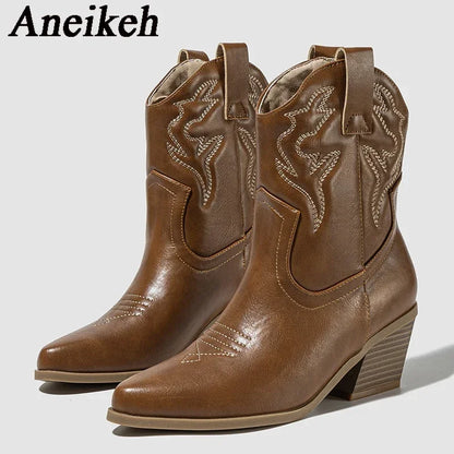 Embroidered Ankle Boots