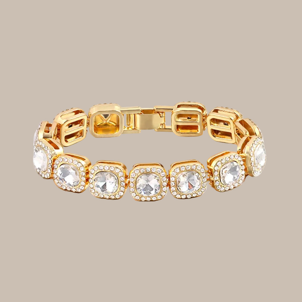 Rhinestone Paved Heart Cuban Chain Bracelet