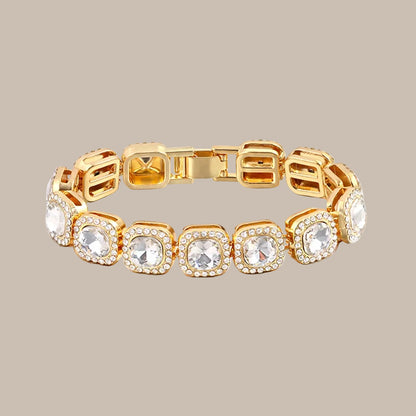 Rhinestone Paved Heart Cuban Chain Bracelet