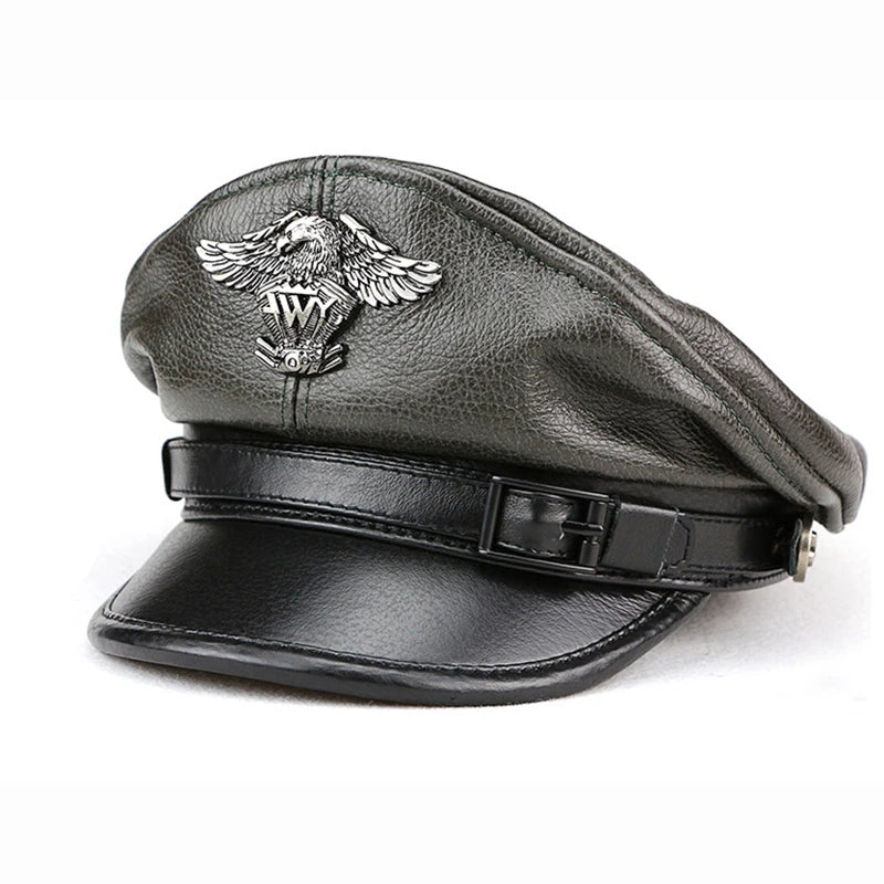 Retro Military Leather Cap