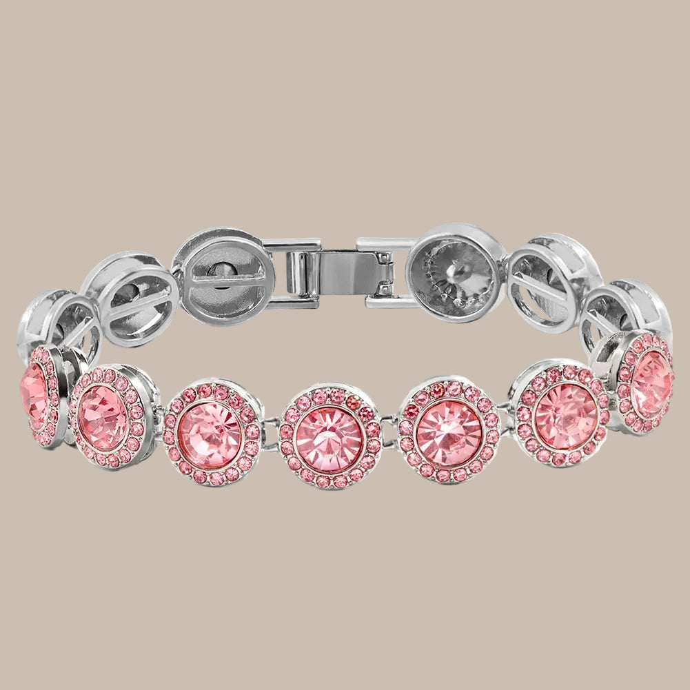 Rhinestone Paved Heart Cuban Chain Bracelet