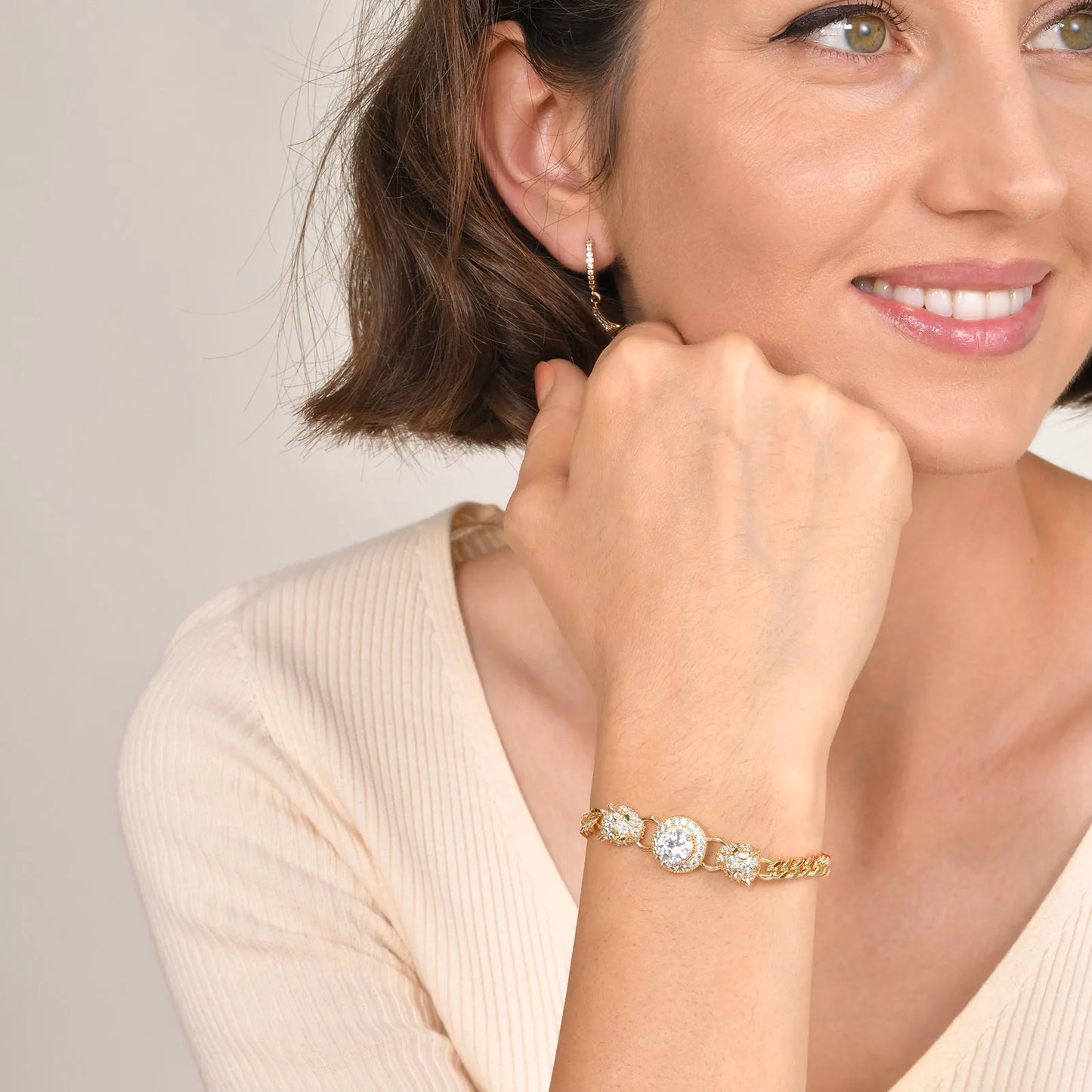 CZ Charm Cuban Chain Bracelet