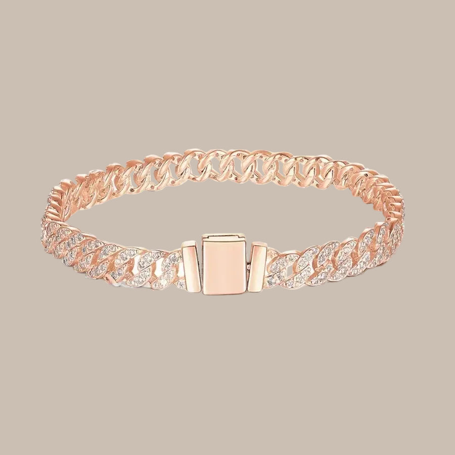 Gold Cuban Chain Inlaid Bracelet & Necklace Set