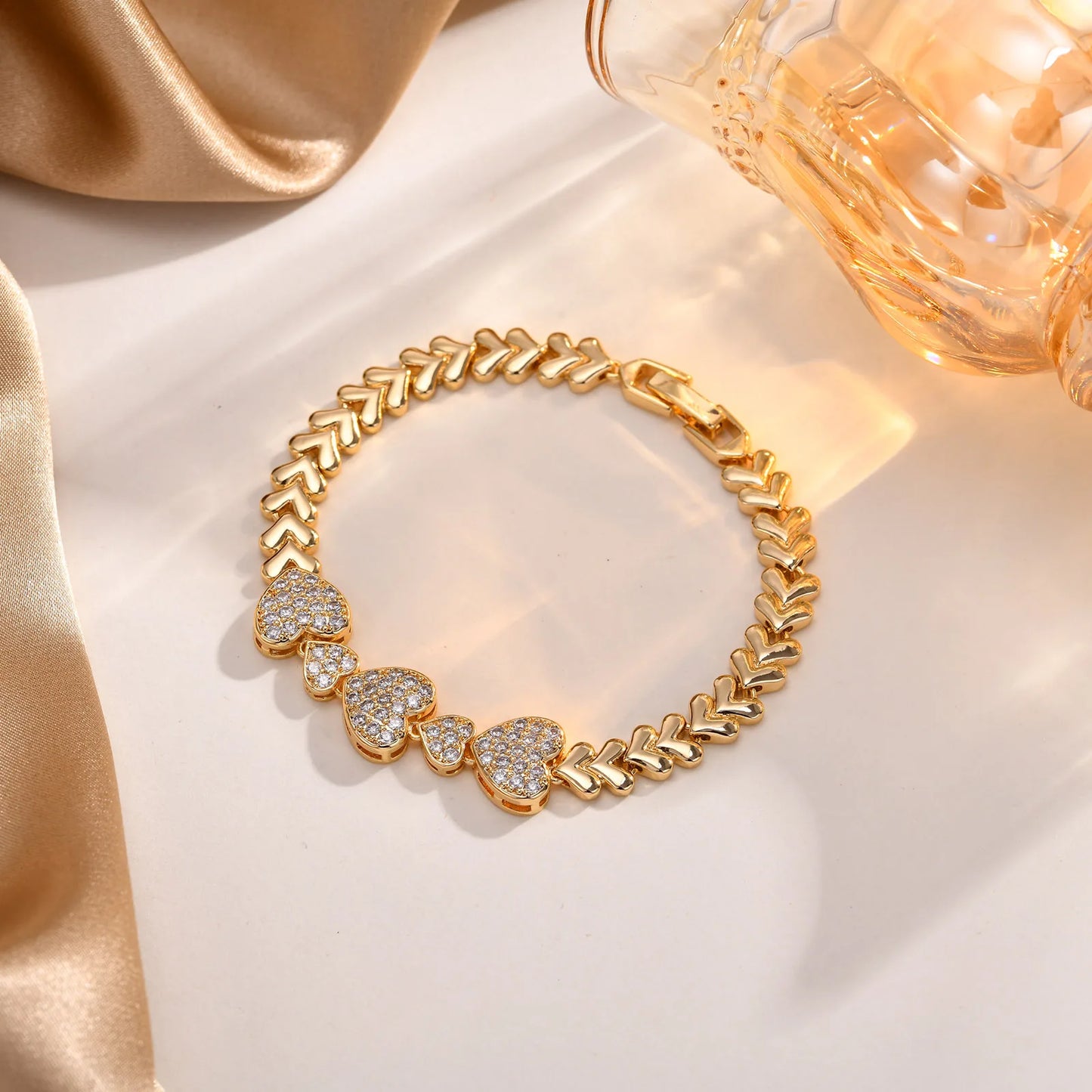 CZ Love Charm Chain Bracelet
