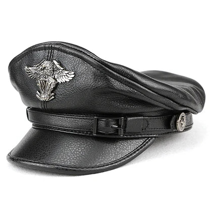 Retro Military Leather Cap