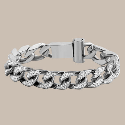 Full Rhinestone Prong Cuban Link Bracelet