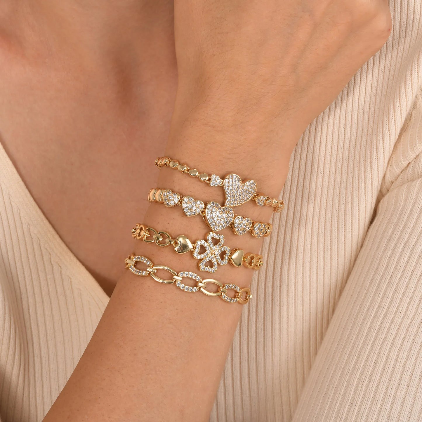 CZ Charm Cuban Chain Bracelet