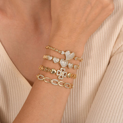 CZ Charm Cuban Chain Bracelet