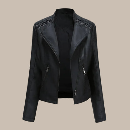 Women's Colorful Faux Leather Moto Jacket