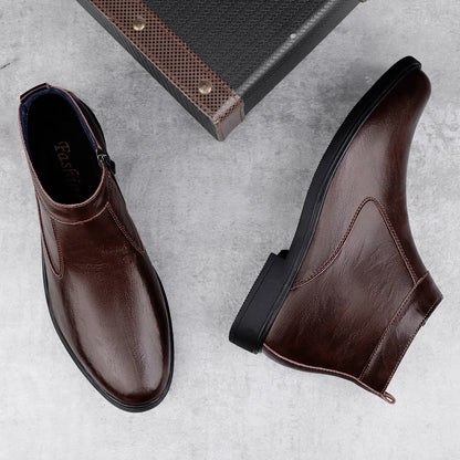 Men's Winter Plush Leather Boots