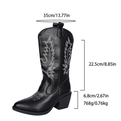 Pointed Toe Mid Heel Boots