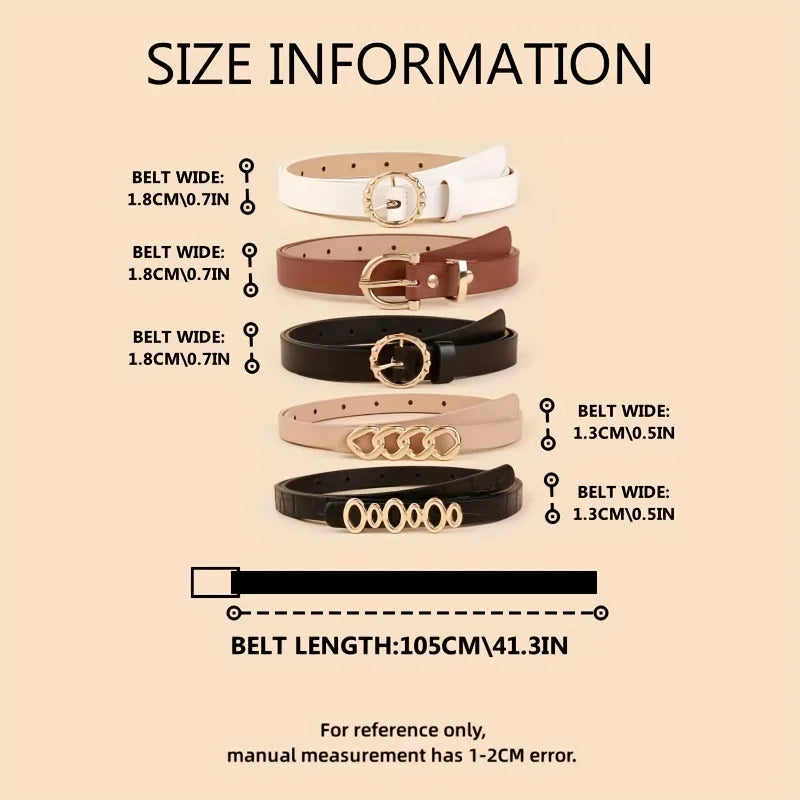 5pcs Women Skinny Belt Set