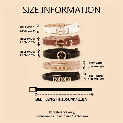 5pcs Women Skinny Belt Set