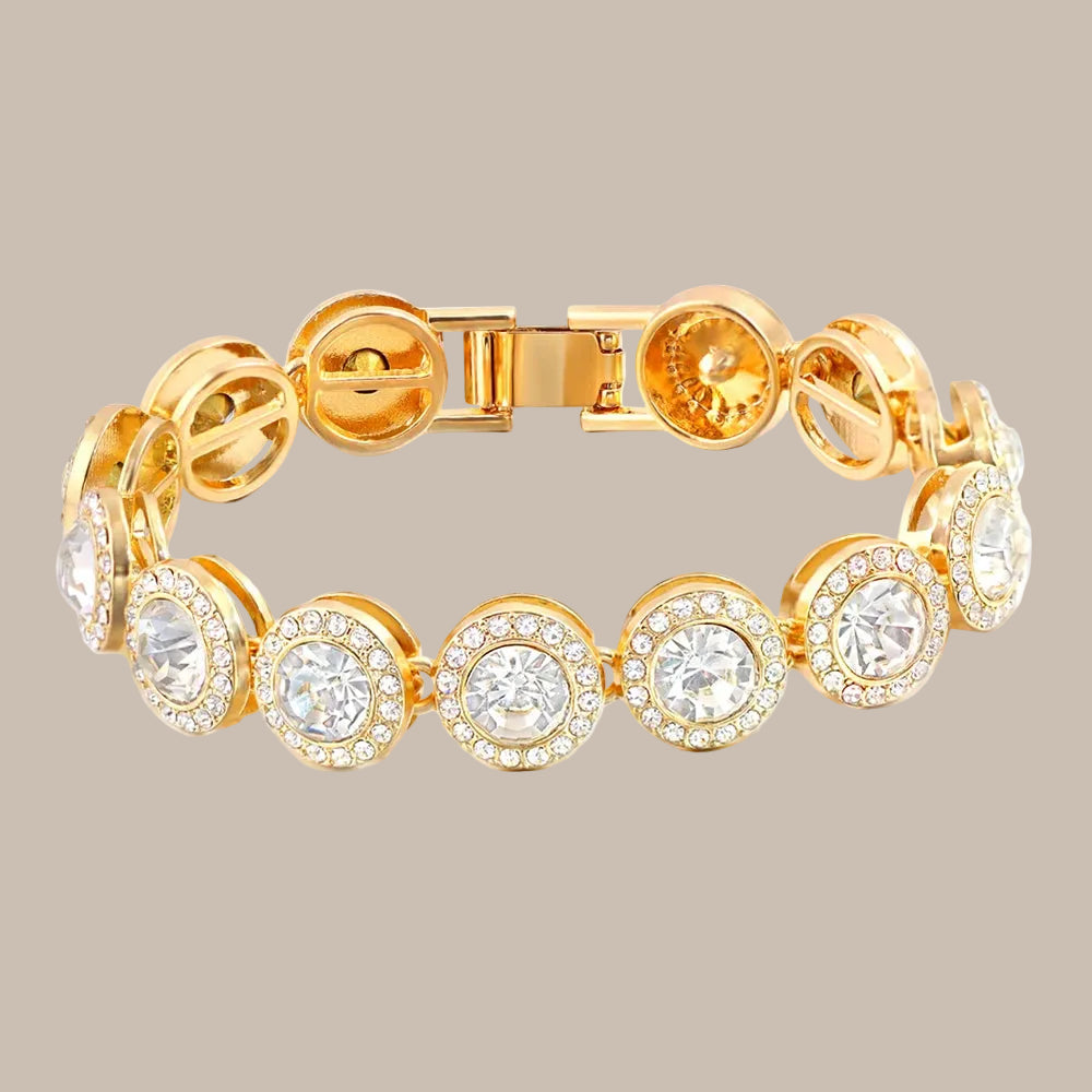 Rhinestone Paved Heart Cuban Chain Bracelet