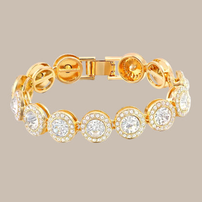 Rhinestone Paved Heart Cuban Chain Bracelet
