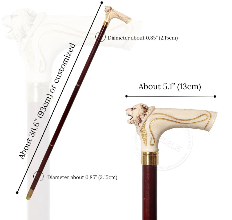 Tiger Head Wooden Walking Cane