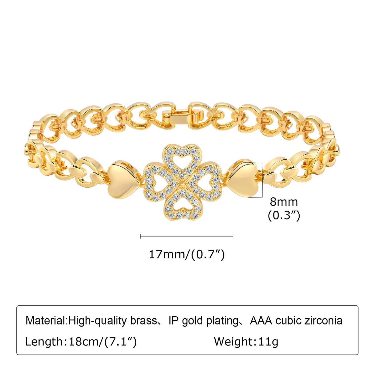 CZ Charm Cuban Chain Bracelet